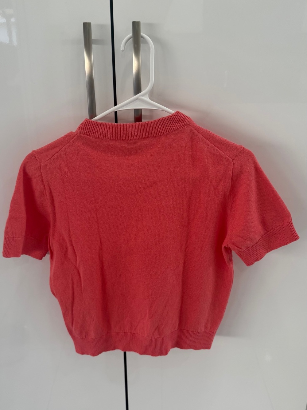 kate spade Coral Pink Knit Top with Ribbed Trim - Picture 2 of 6